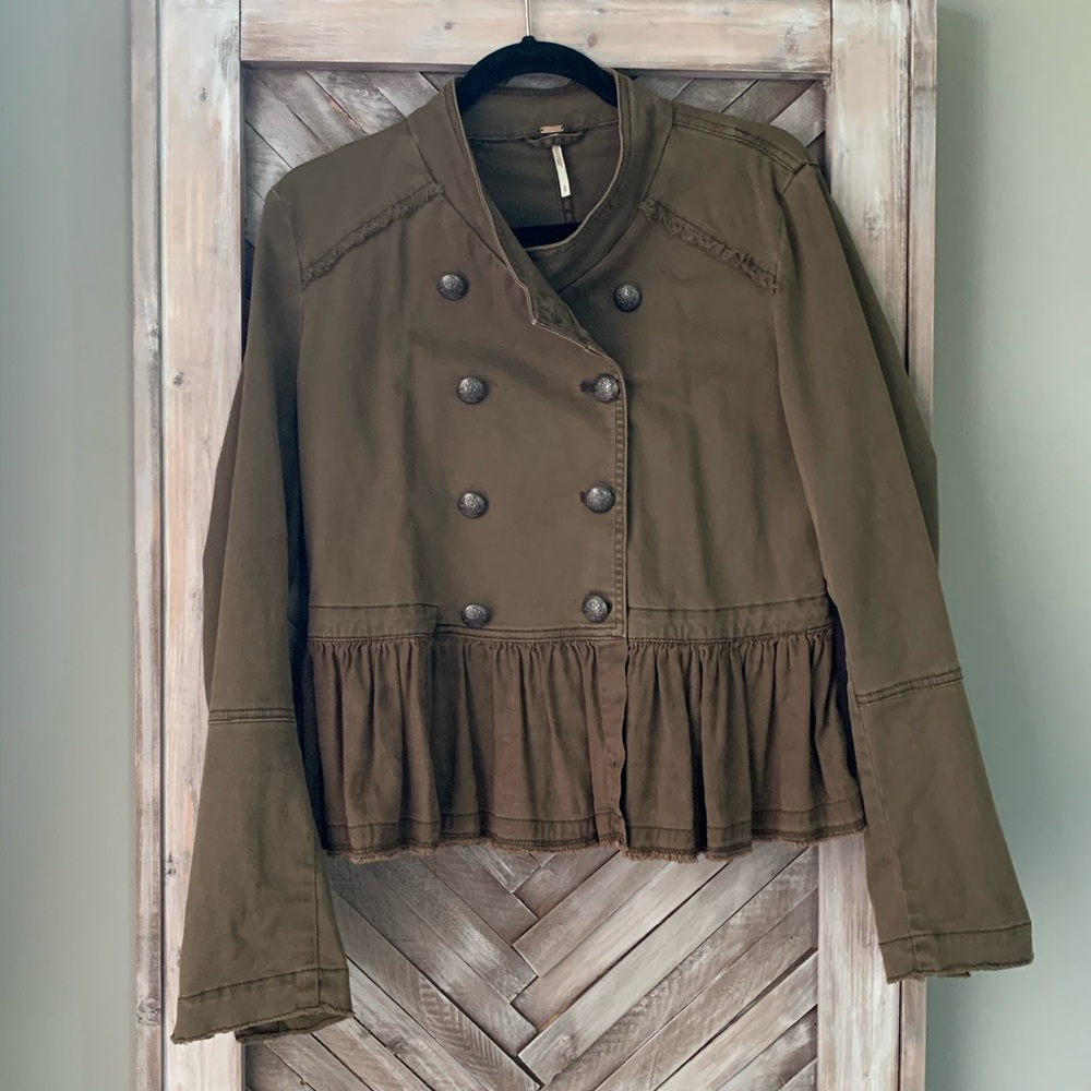 Free People Flared Hem Military Jacket